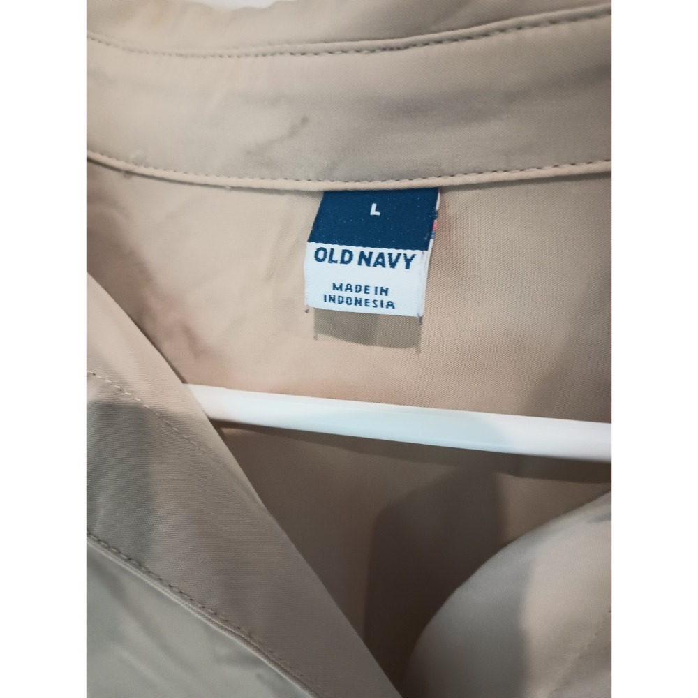 Old Navy Women's Beige Tan Button Up Shirt Large Long Sleeve Utility Pockets - Picture 3 of 5
